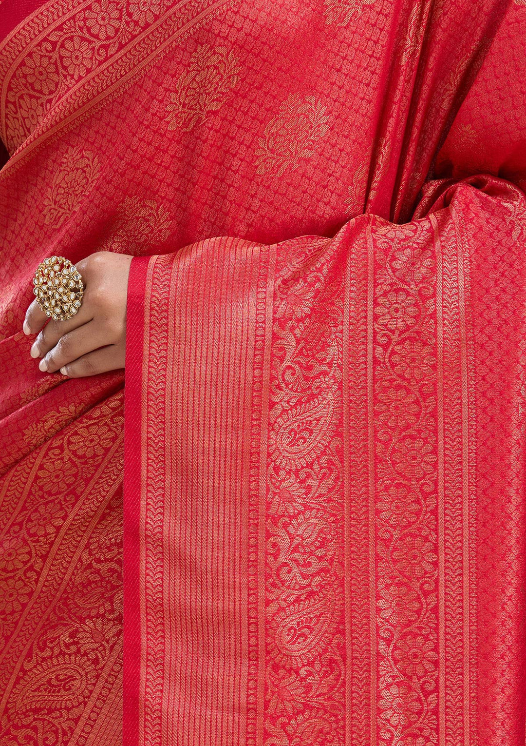 Red Zariwork Art Silk Saree