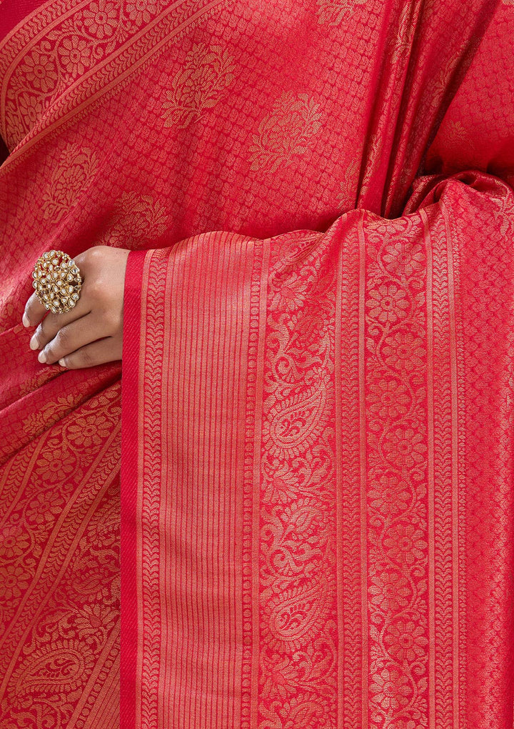 Red Zariwork Art Silk Saree