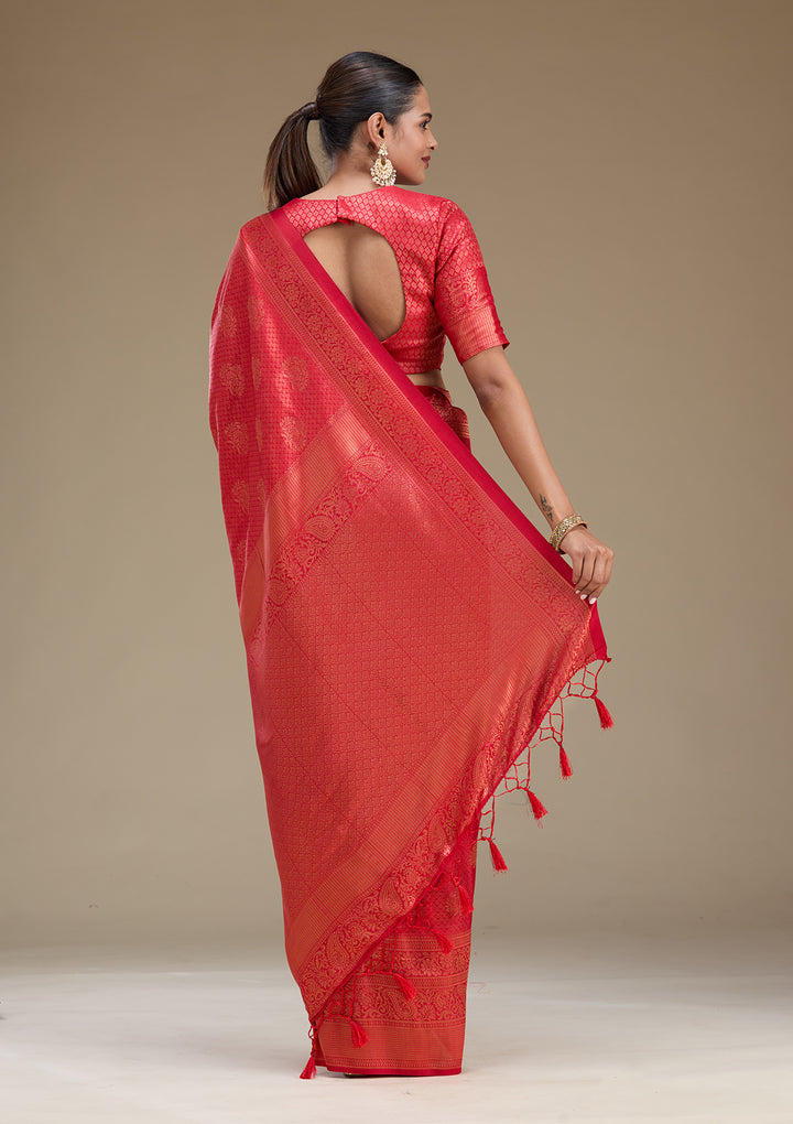 Red Zariwork Art Silk Saree