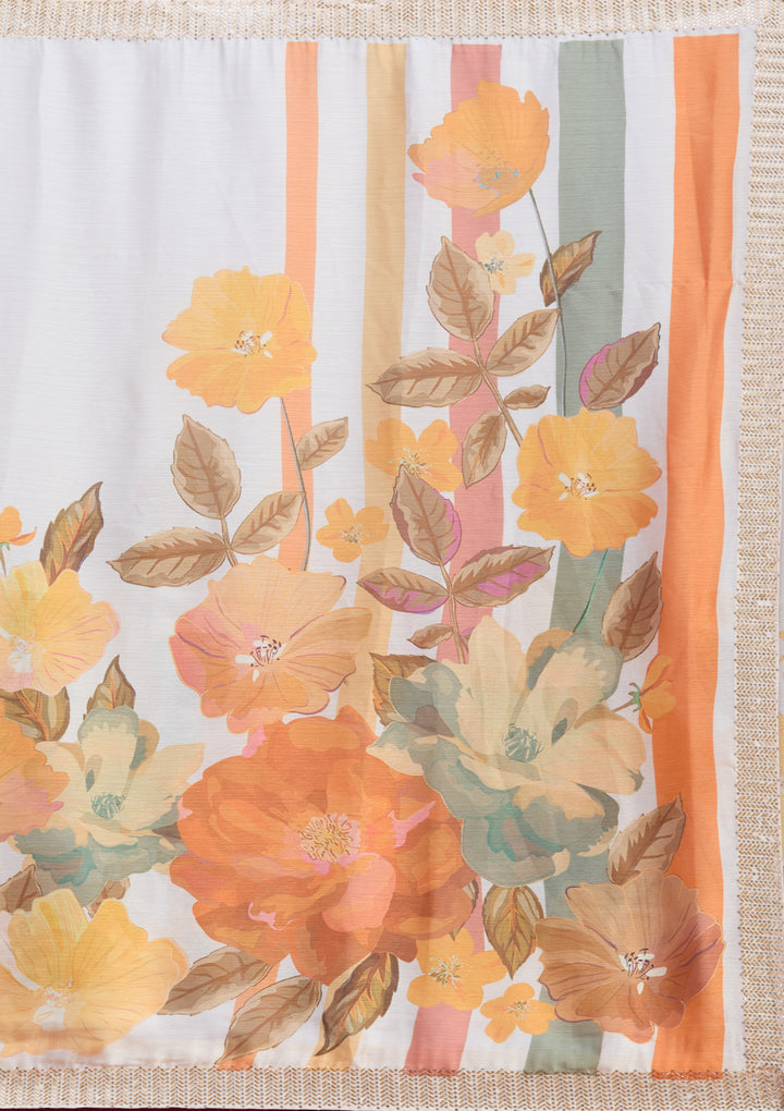 Cream Cutdana Chiffon Saree