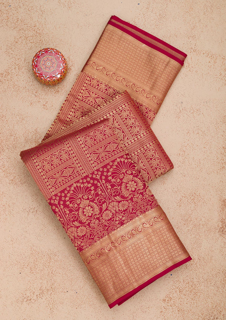Maroon Zariwork Pure Silk Saree