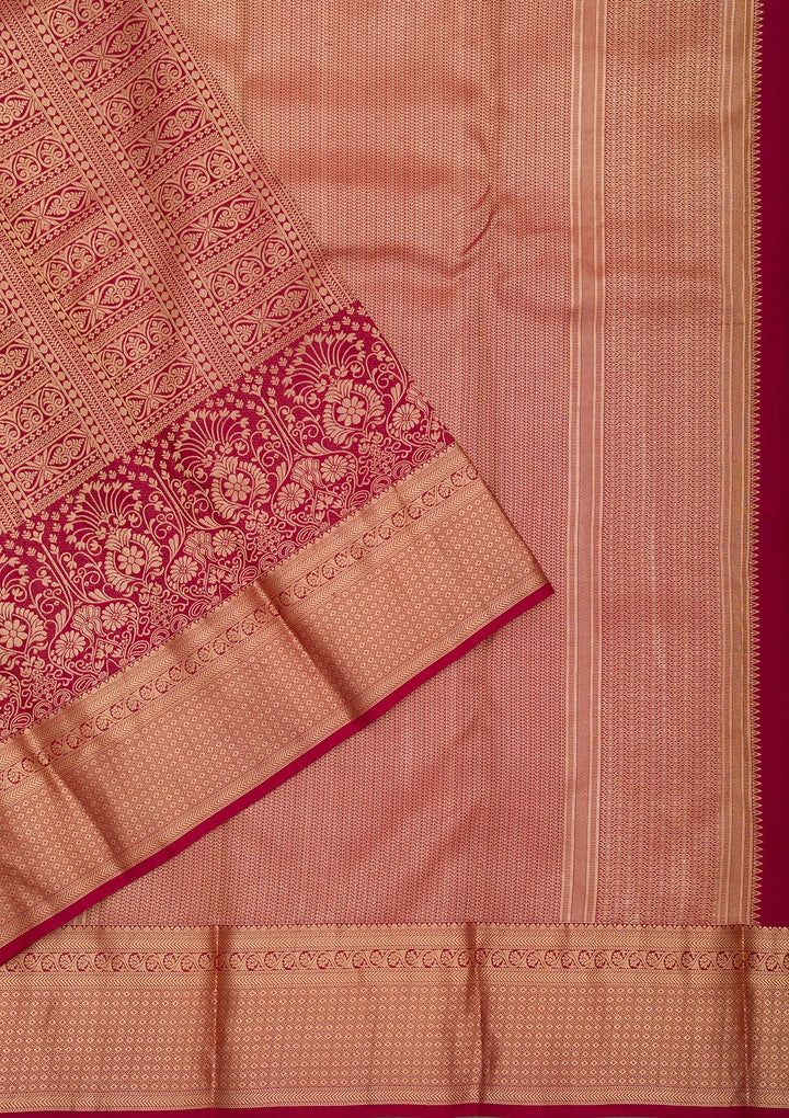 Maroon Zariwork Pure Silk Saree
