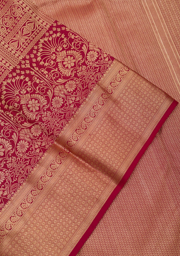 Maroon Zariwork Pure Silk Saree