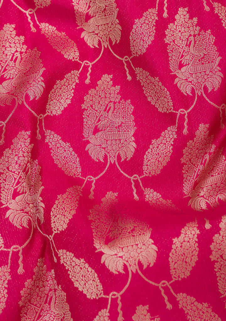 Rani Pink Zariwork Pure Silk Saree