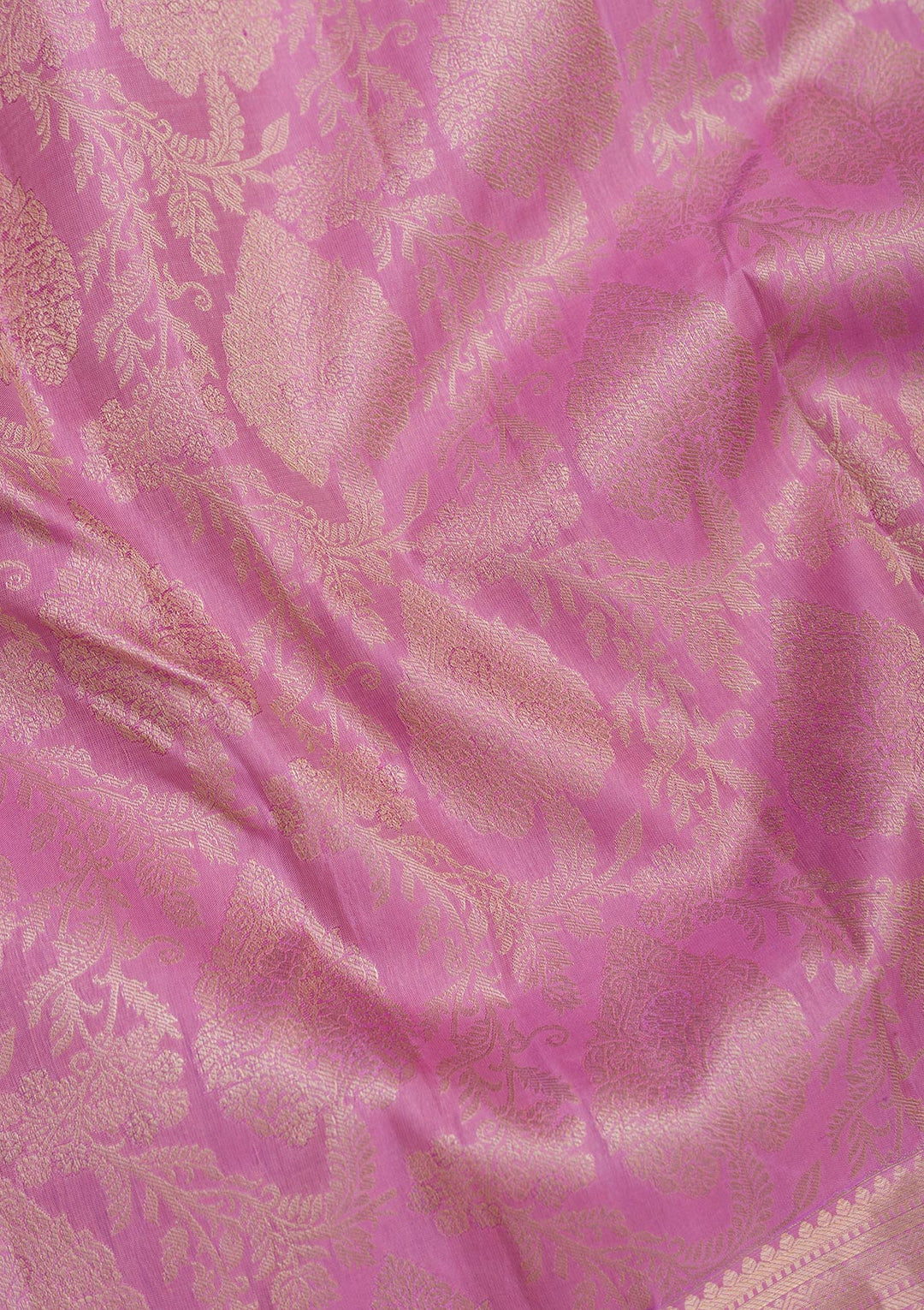 Onion Pink Zariwork Pure Silk Saree