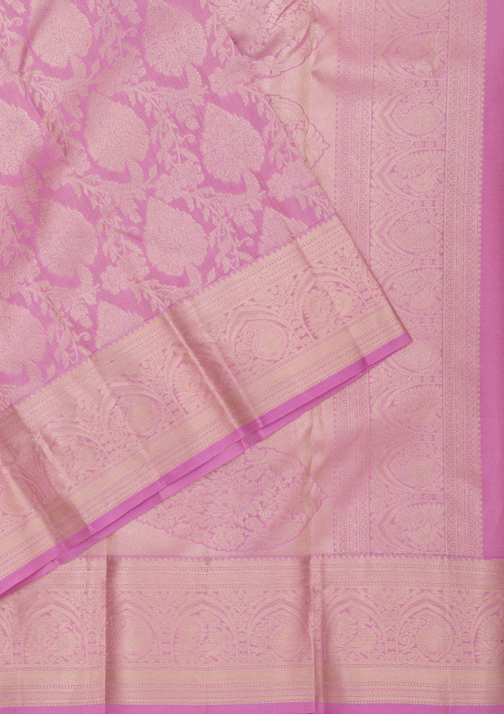 Onion Pink Zariwork Pure Silk Saree