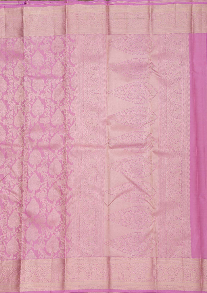 Onion Pink Zariwork Pure Silk Saree