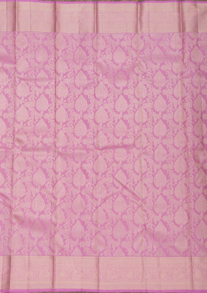 Onion Pink Zariwork Pure Silk Saree
