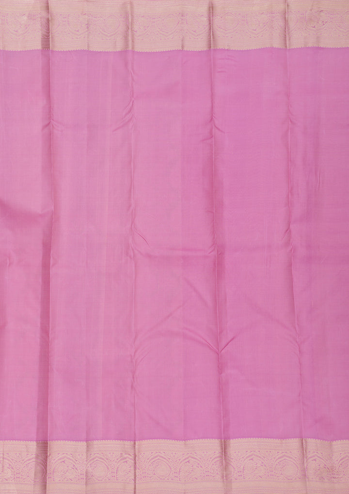 Onion Pink Zariwork Pure Silk Saree