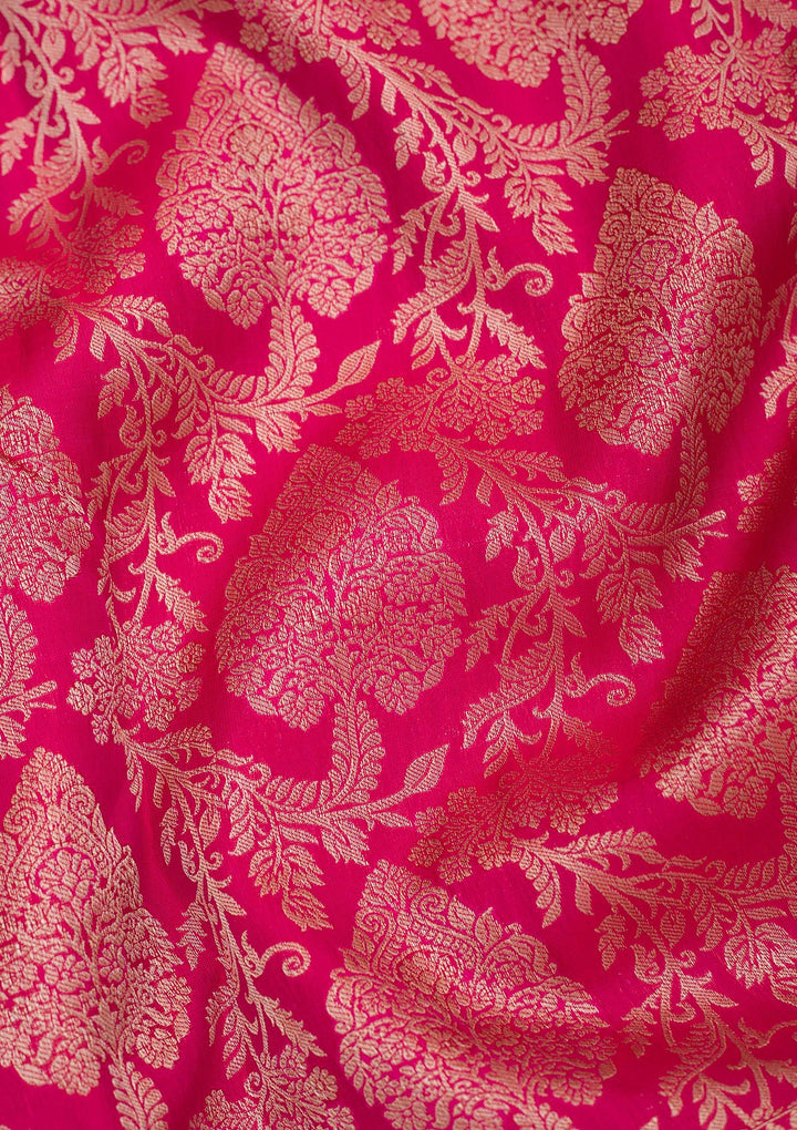 Rani Pink Zariwork Pure Silk Saree