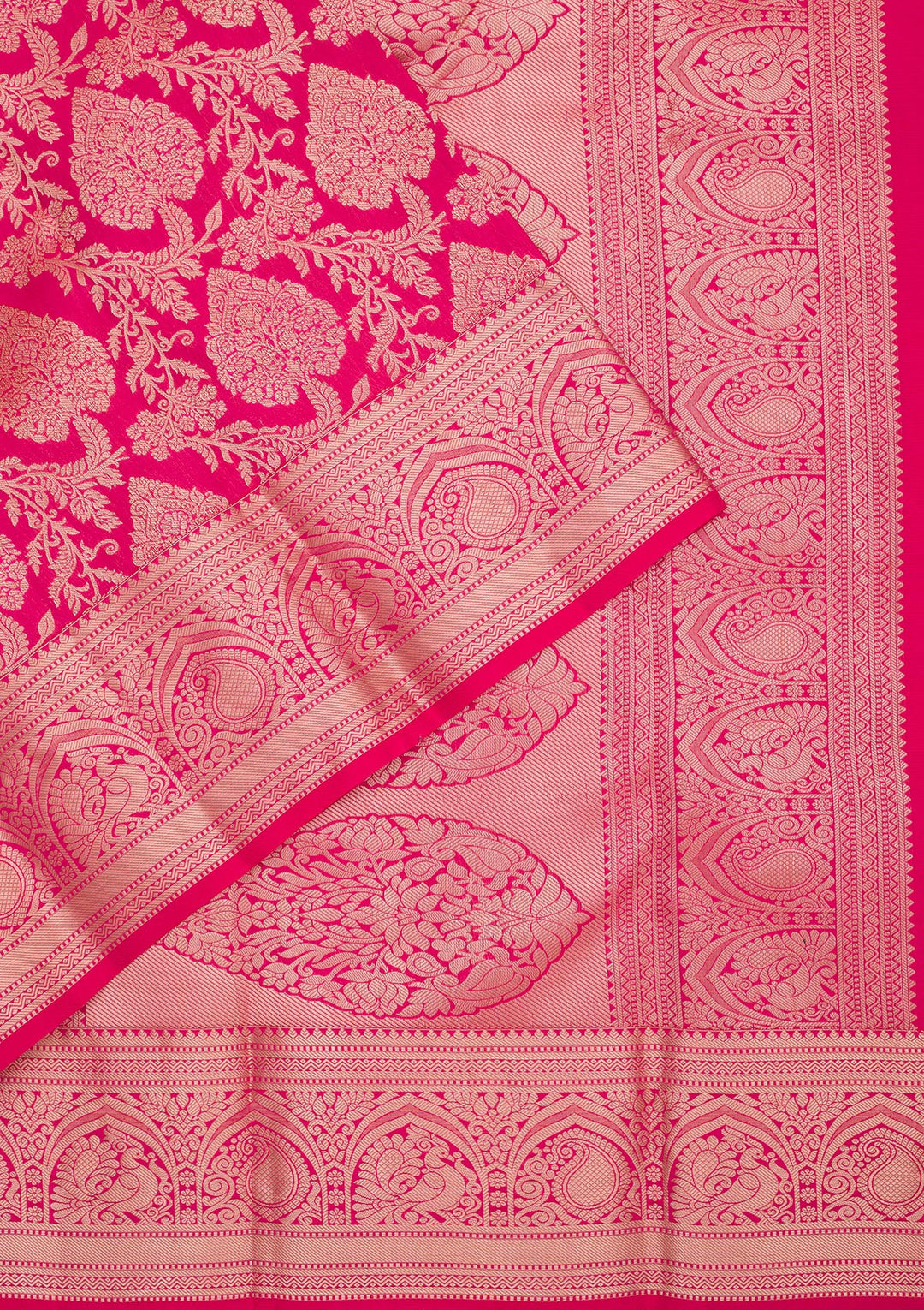 Rani Pink Zariwork Pure Silk Saree