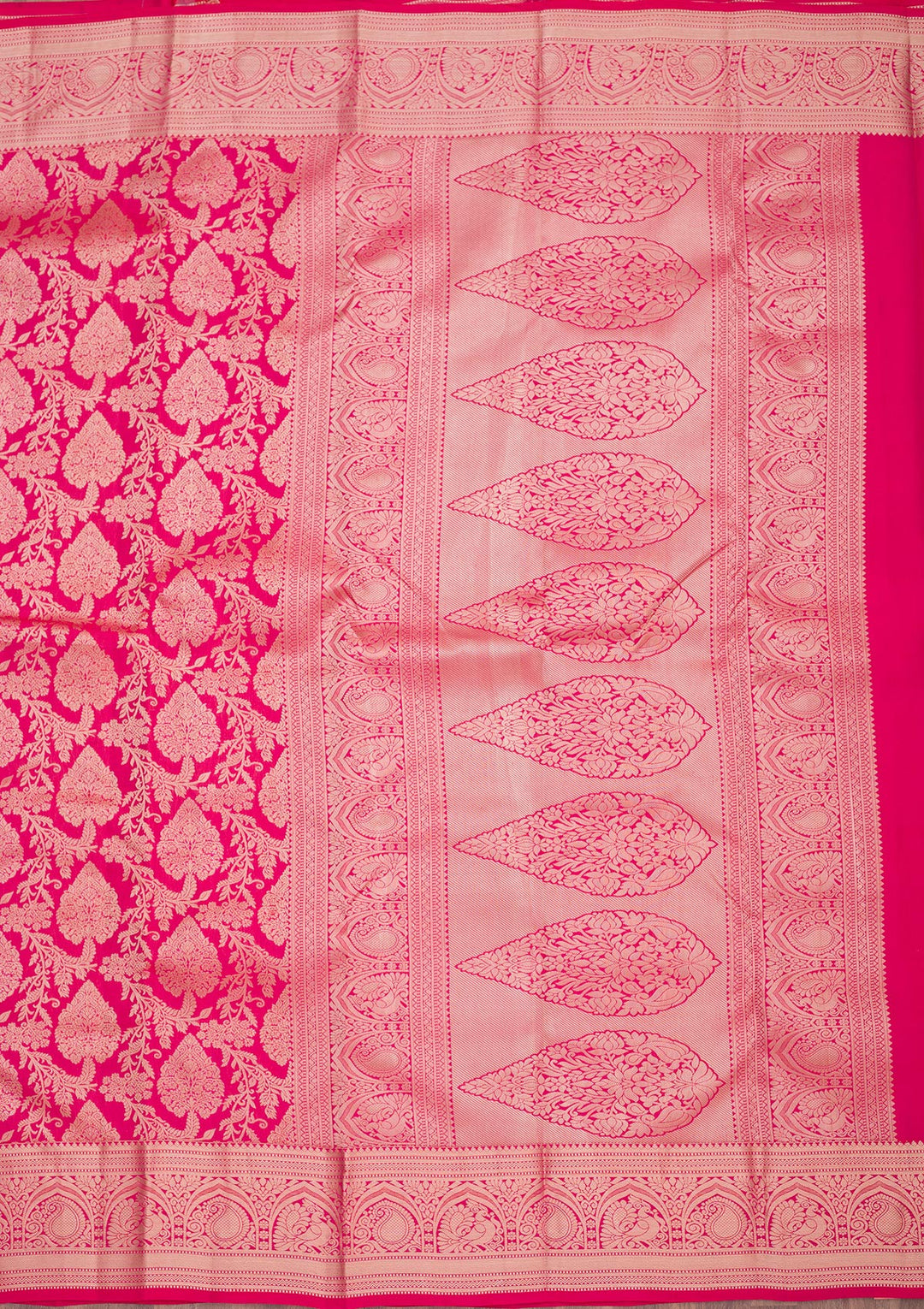 Rani Pink Zariwork Pure Silk Saree