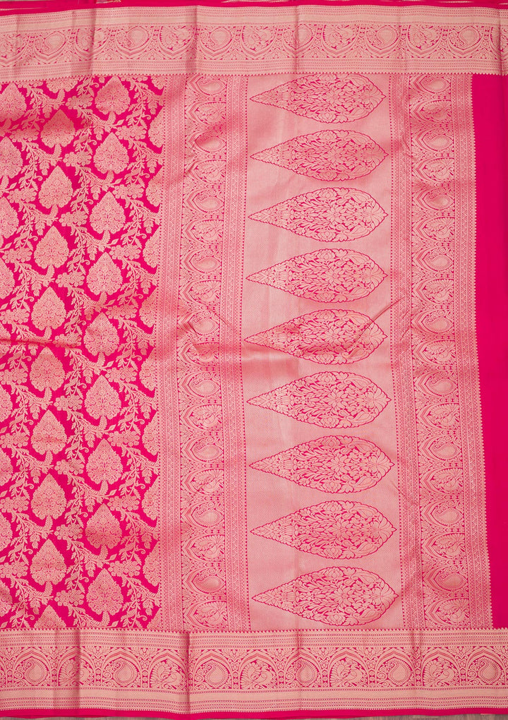 Rani Pink Zariwork Pure Silk Saree