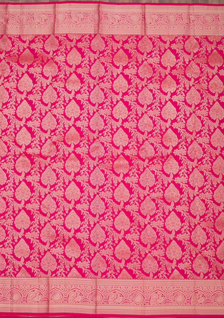 Rani Pink Zariwork Pure Silk Saree