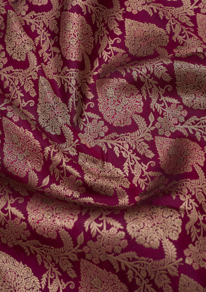 Wine Zariwork (Silver) Silk Silk_Saree