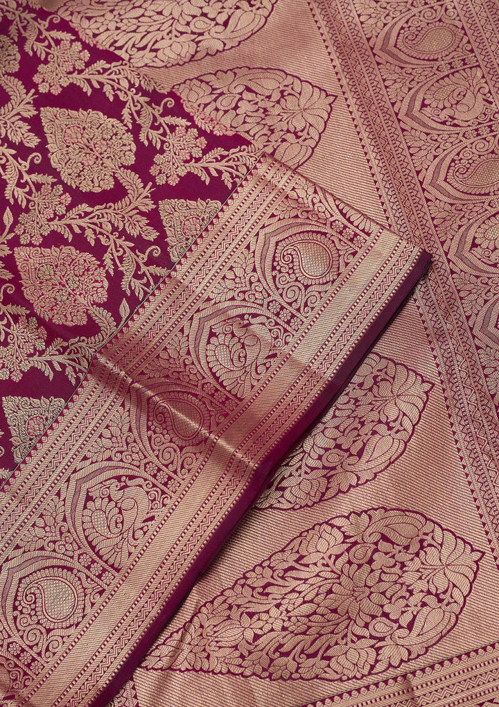 Wine Zariwork (Silver) Silk Silk_Saree