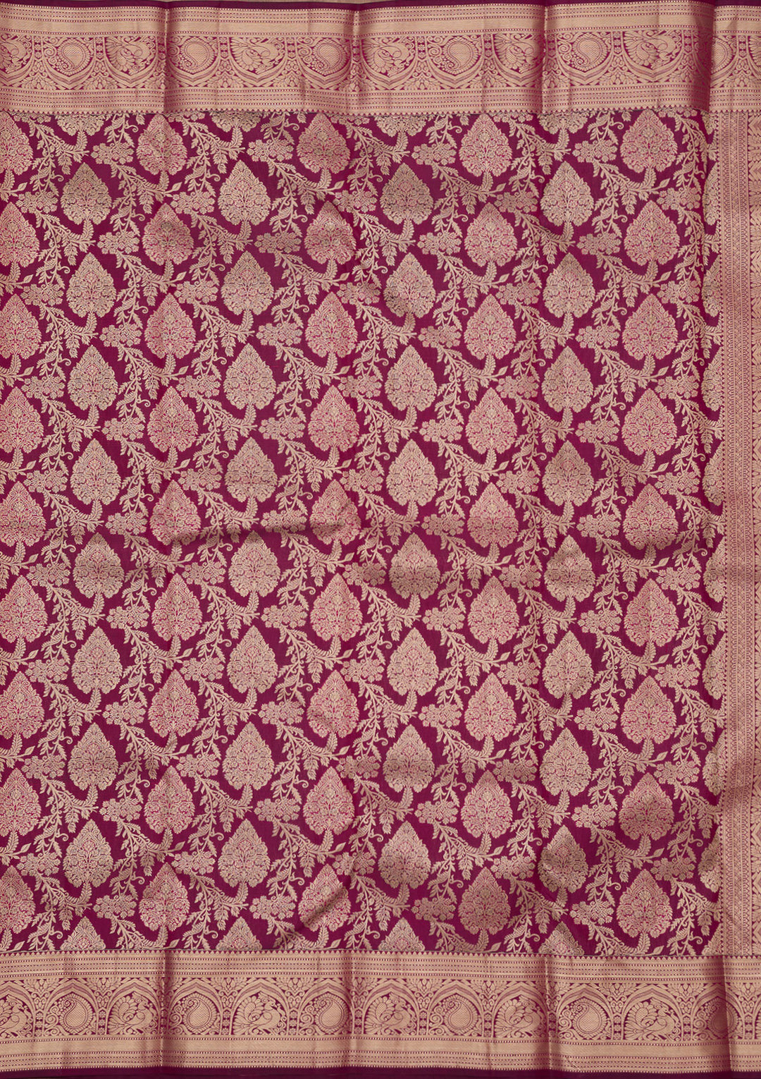 Wine Zariwork (Silver) Silk Silk_Saree