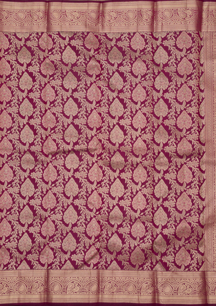 Wine Zariwork (Silver) Silk Silk_Saree