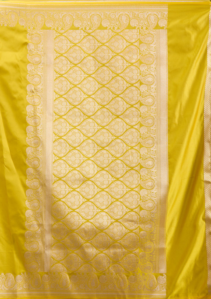 Mustard Zariwork (Gold) Satin  Silk_Saree