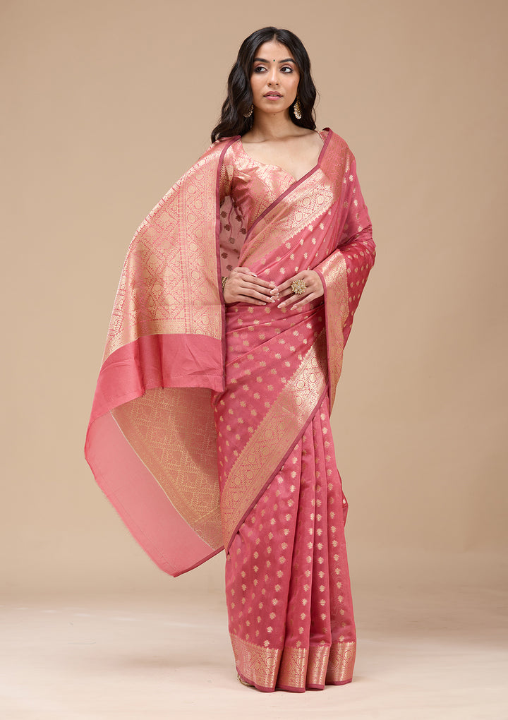 Onion Pink Banarasi Silk Saree