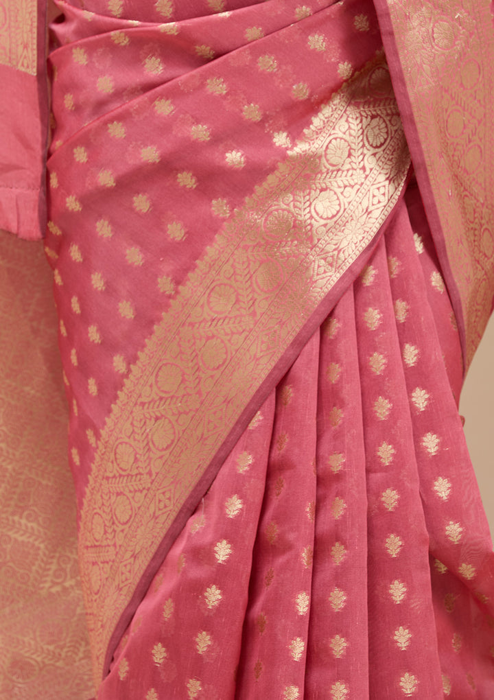 Onion Pink Banarasi Silk Saree