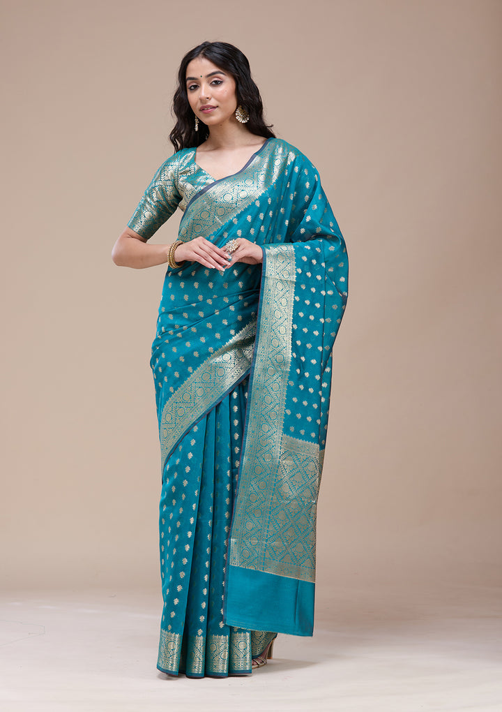 Rama Green Banarasi Silk Saree