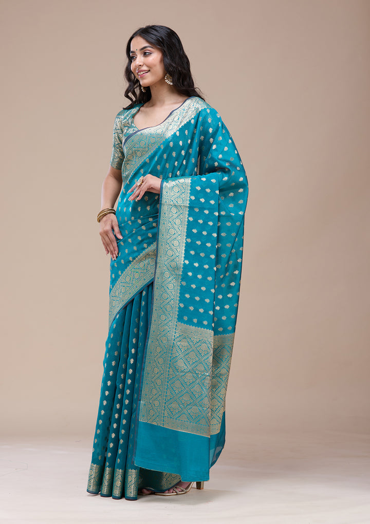Rama Green Banarasi Silk Saree