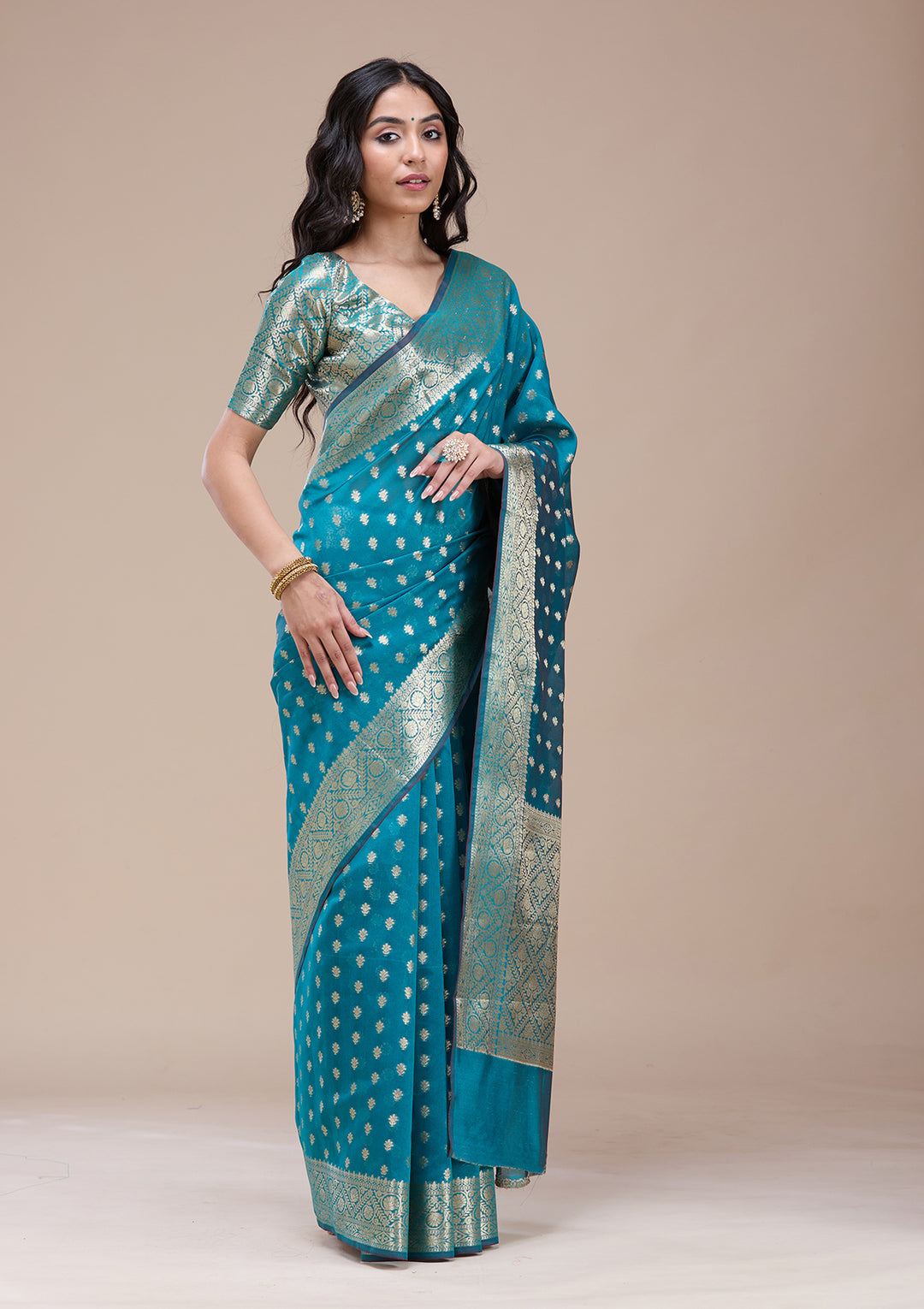 Rama Green Banarasi Silk Saree