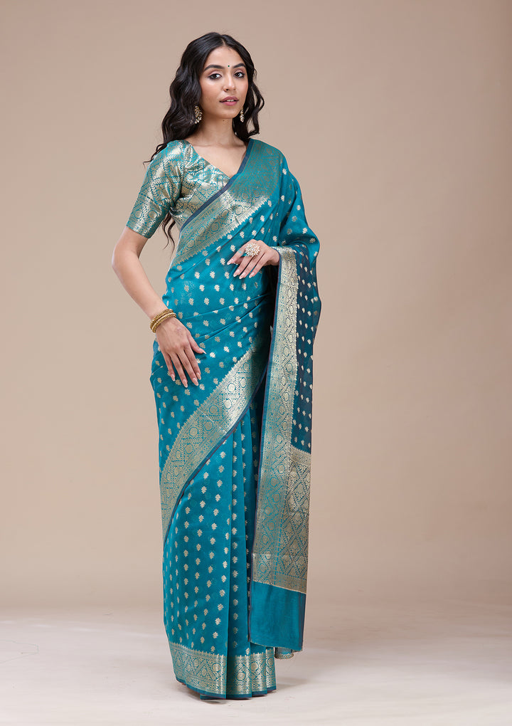 Rama Green Banarasi Silk Saree