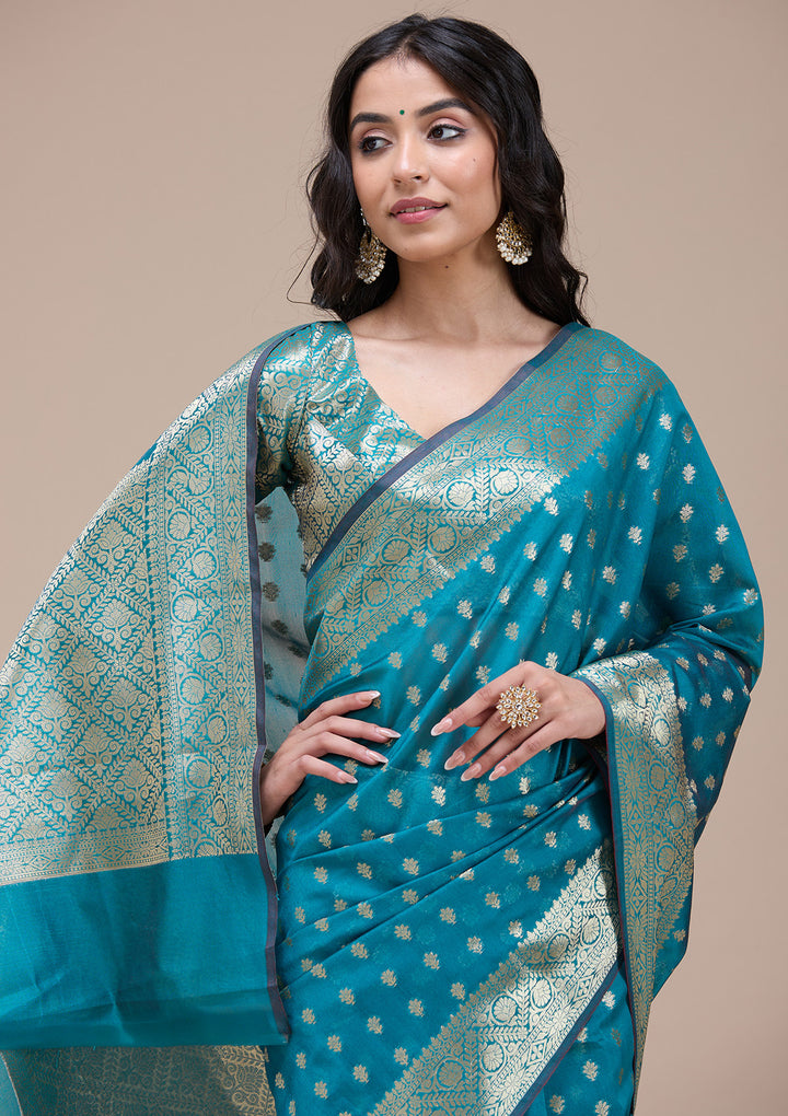Rama Green Banarasi Silk Saree