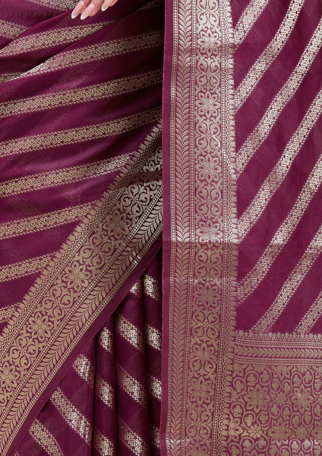 Wine Zariwork Silk Saree