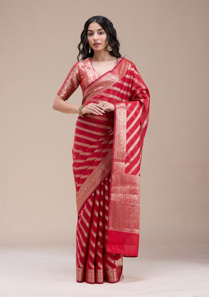 Red Zariwork (Gold) Banarasi Silk Saree