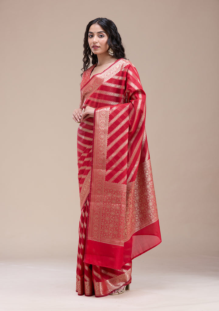 Red Zariwork (Gold) Banarasi Silk Saree