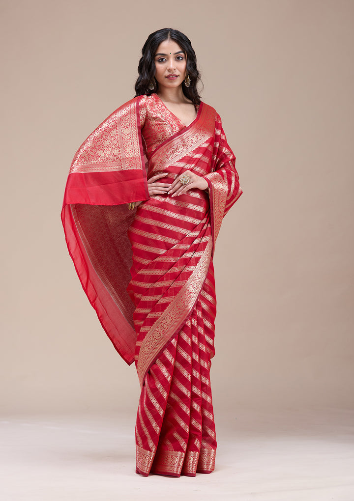 Red Zariwork (Gold) Banarasi Silk Saree