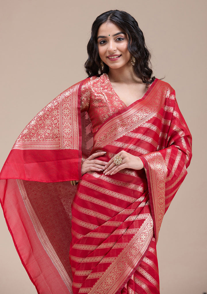 Red Zariwork (Gold) Banarasi Silk Saree