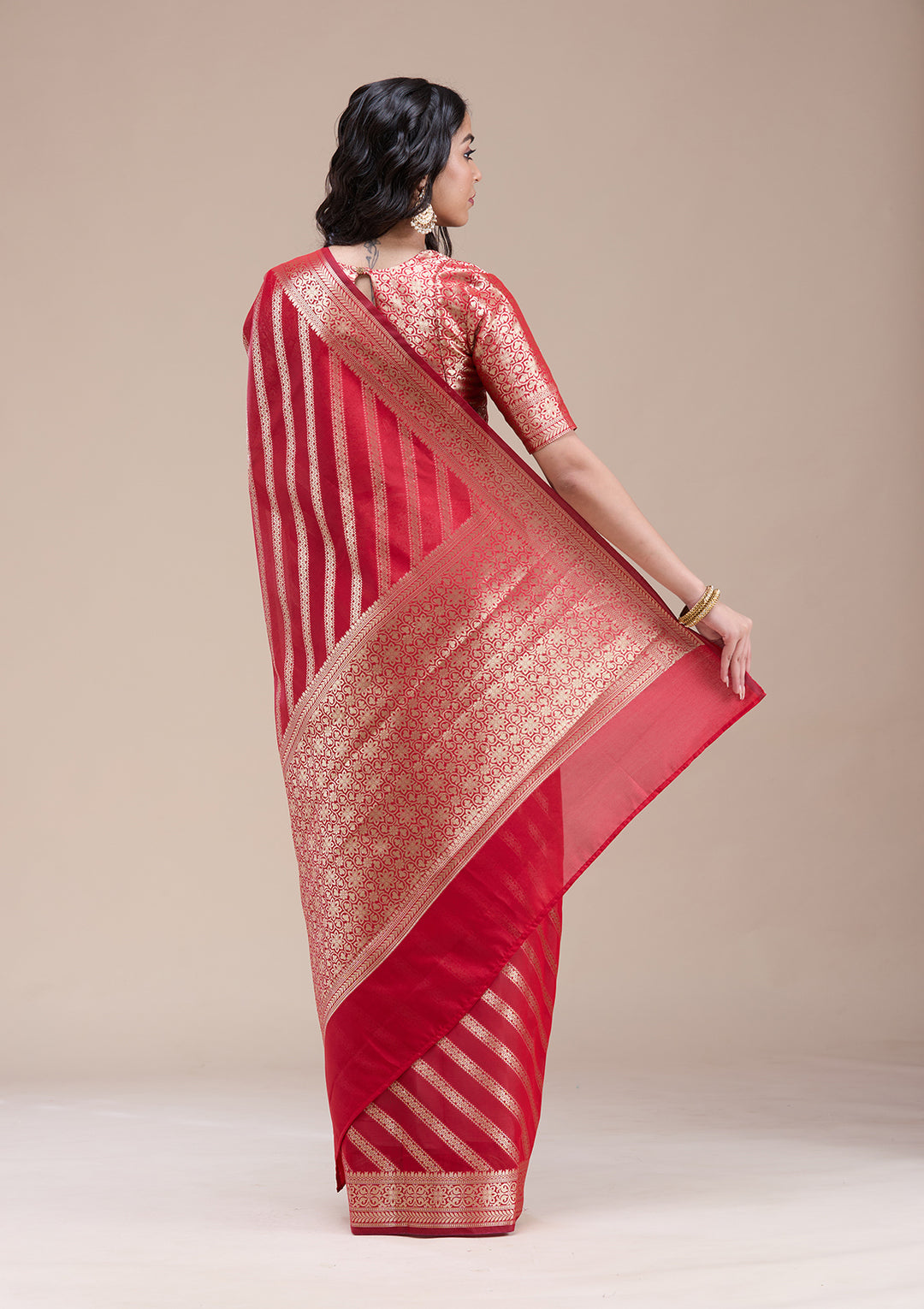 Red Zariwork (Gold) Banarasi Silk Saree