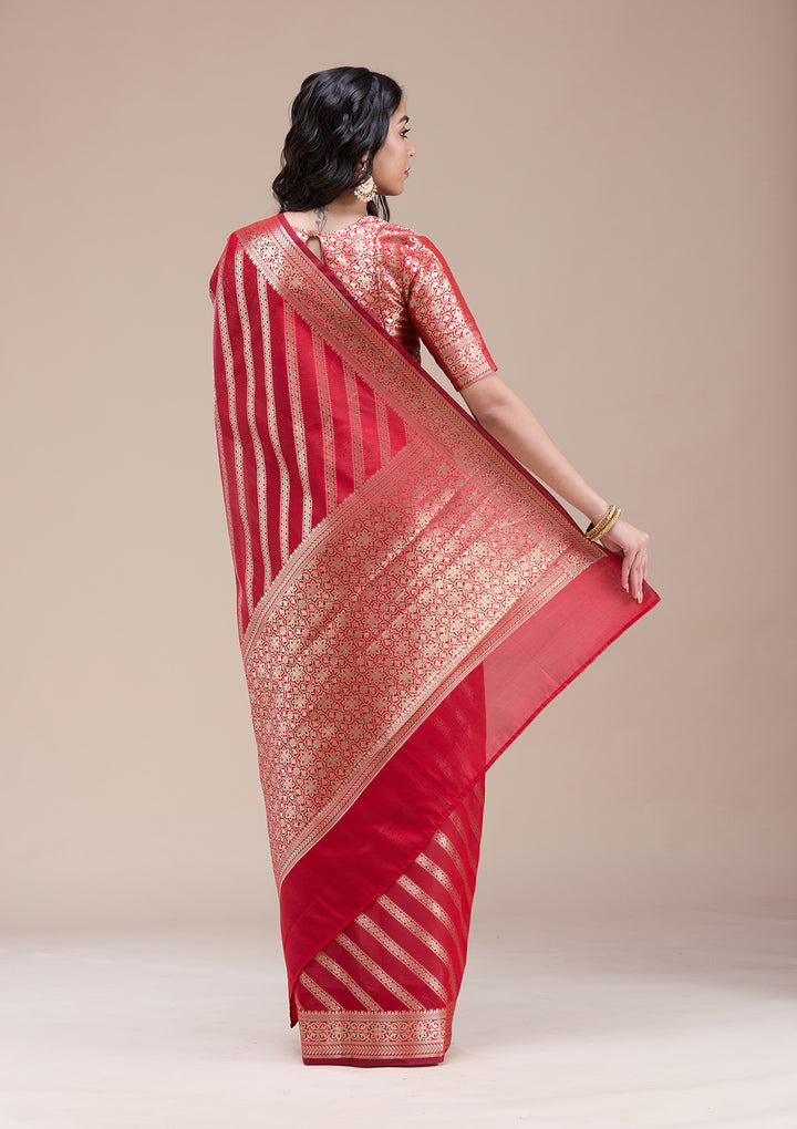 Red Zariwork (Gold) Banarasi Silk Saree