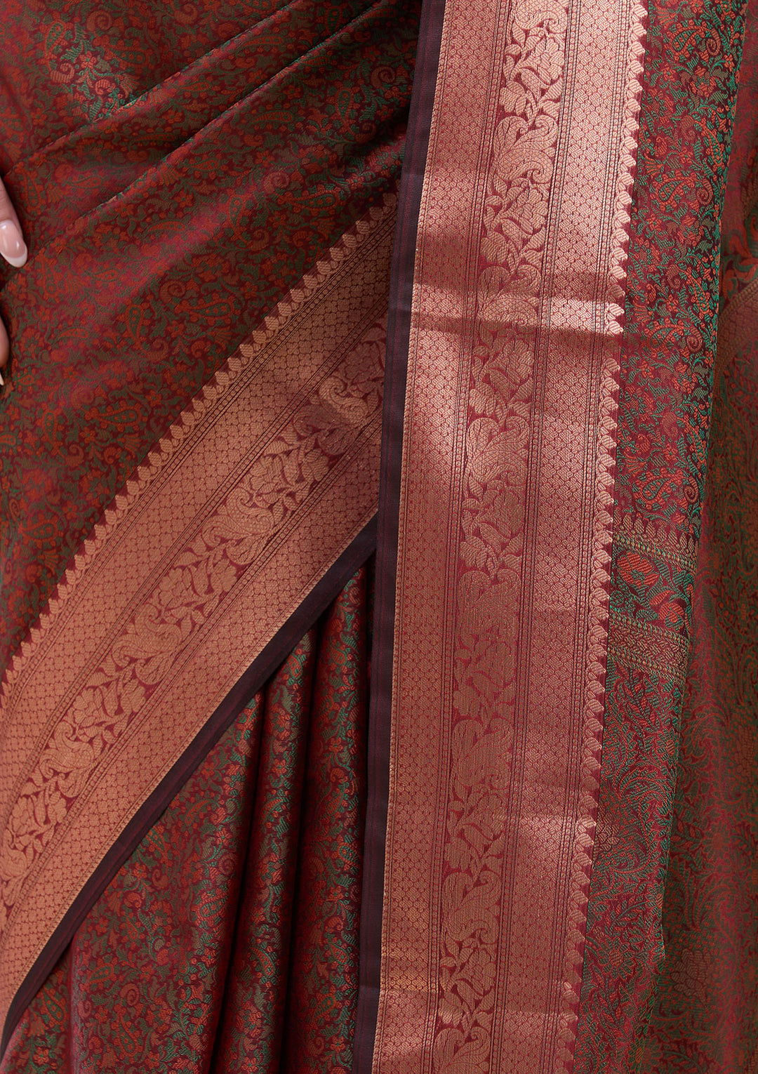 Orange Zariwork (Gold) Banarasi Silk Saree