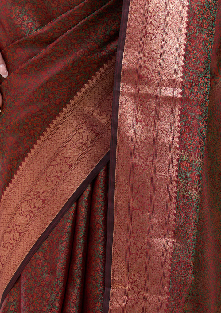 Orange Zariwork (Gold) Banarasi Silk Saree