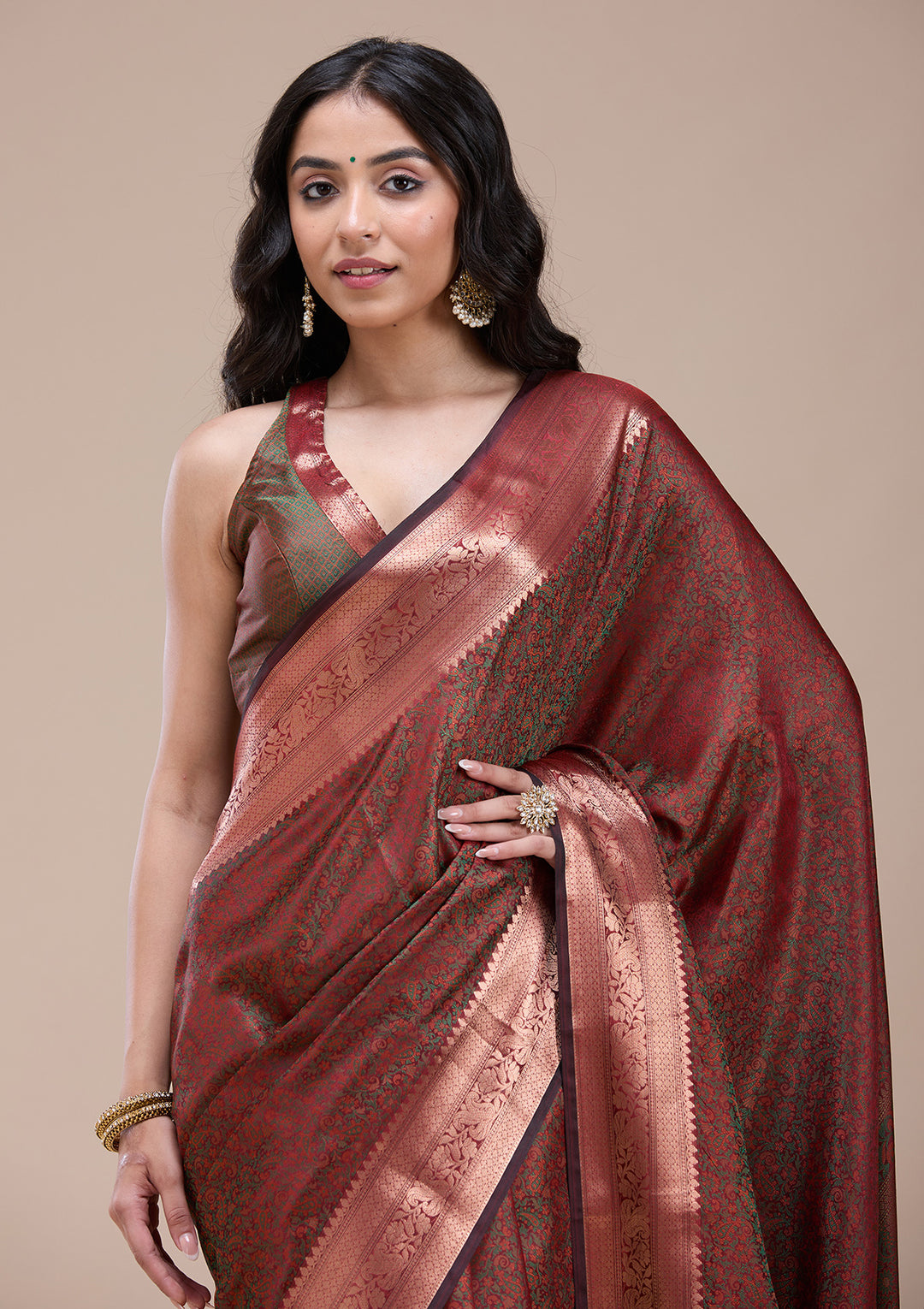 Orange Zariwork (Gold) Banarasi Silk Saree
