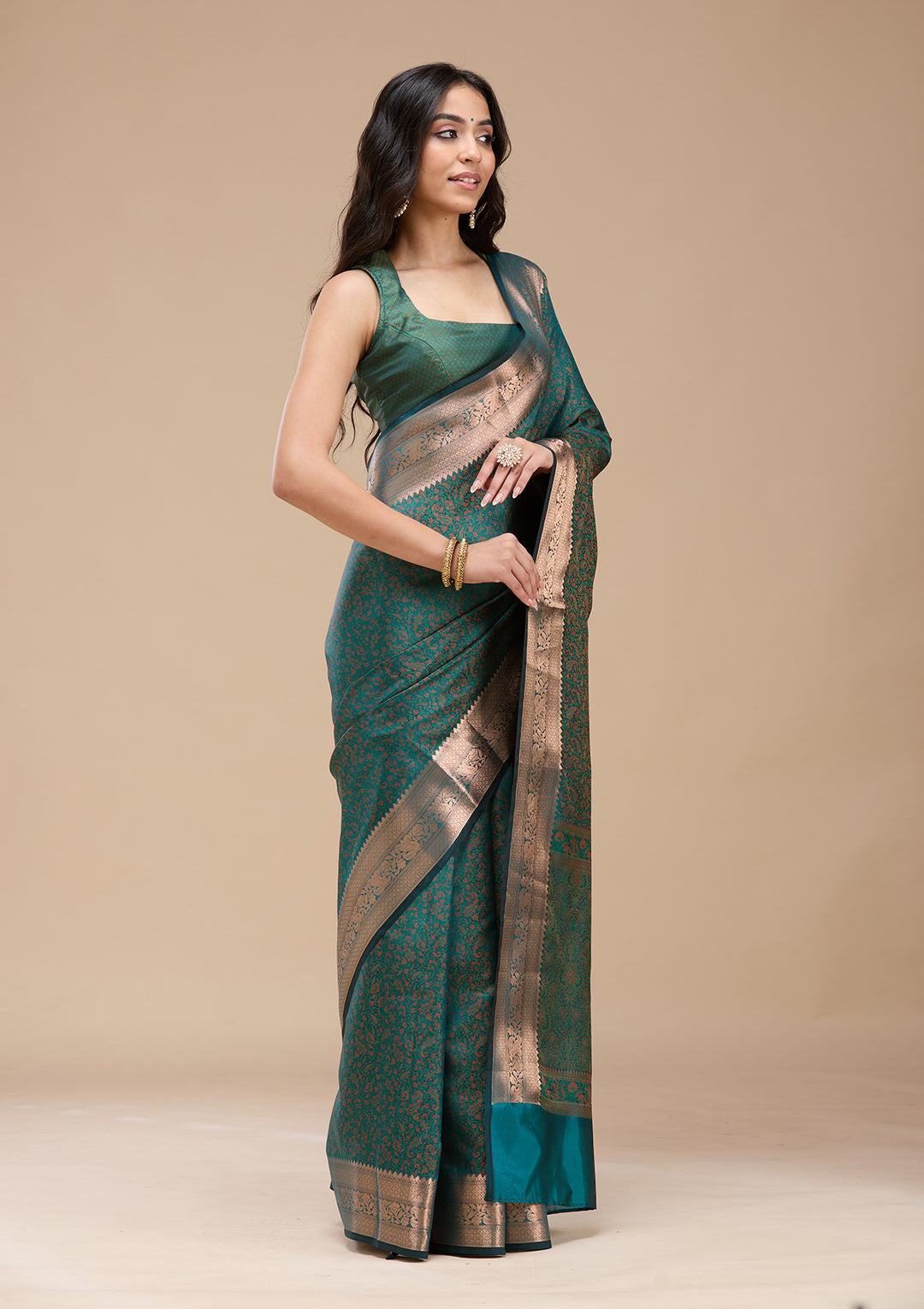 Rama Green Zariwork (Gold) Banarasi Silk Saree