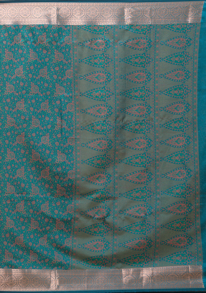 Bottle Green Zariwork (Gold) Banarasi Silk Saree