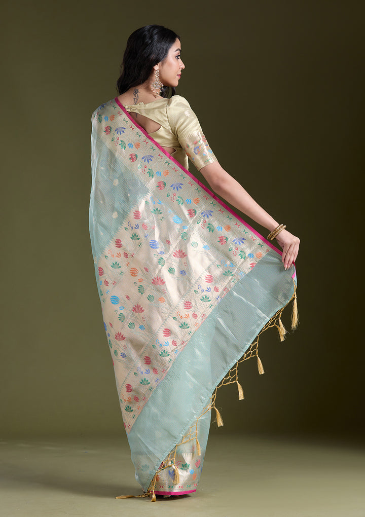 Sea Green  Zariwork (Gold) Banarasi Silk Saree