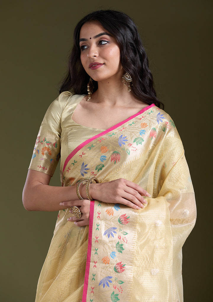 Yellow Zariwork (Gold) Banarasi Silk Saree