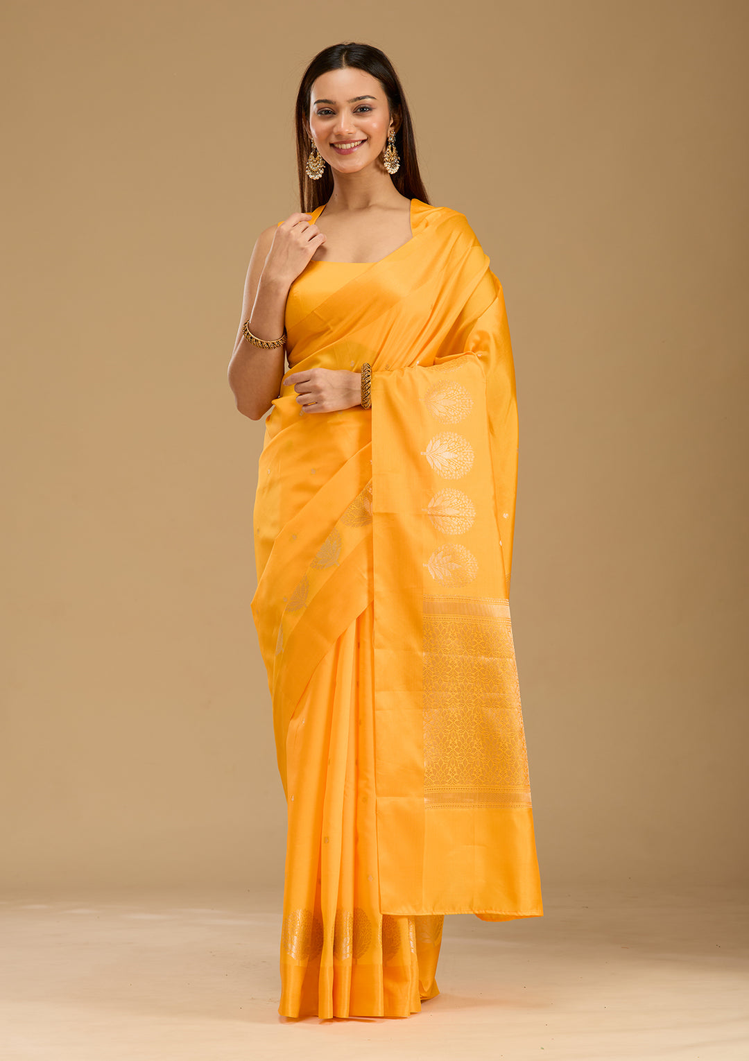 Mustard Zariwork (Gold) Silk Saree