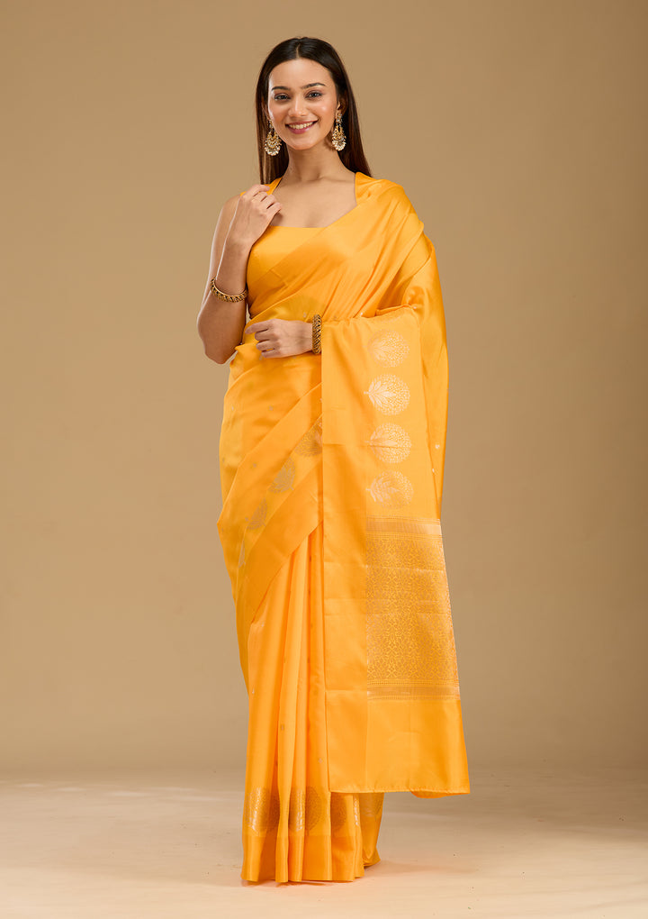 Mustard Zariwork (Gold) Silk Saree