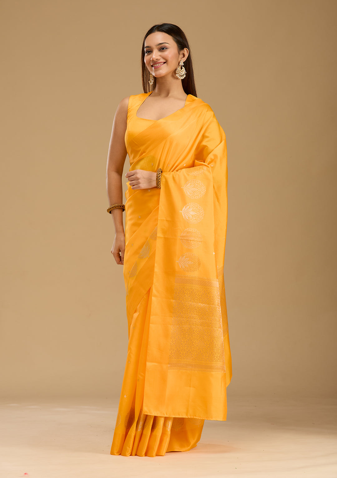 Mustard Zariwork (Gold) Silk Saree