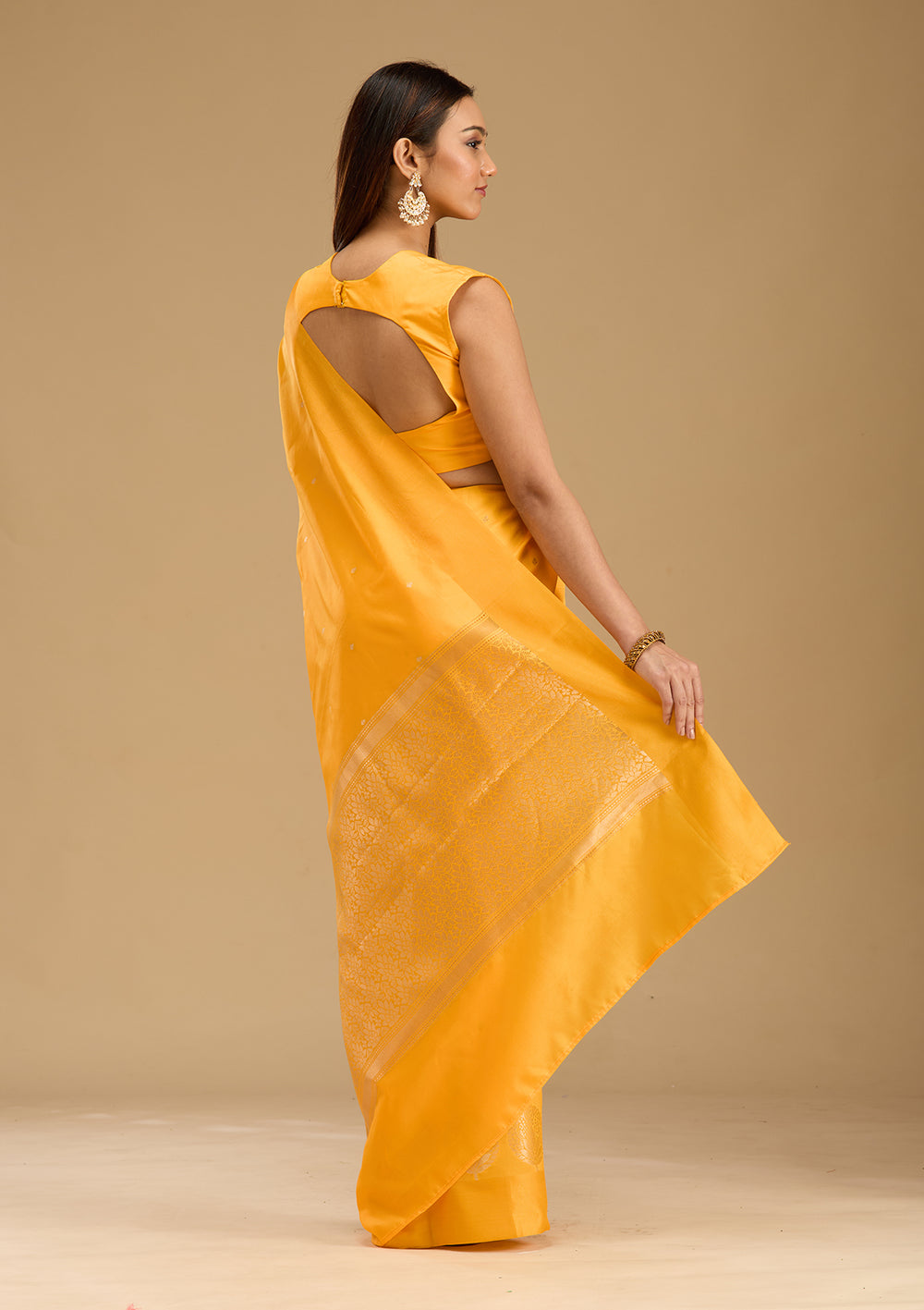 Mustard Zariwork (Gold) Silk Saree