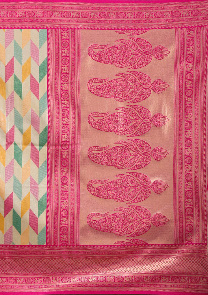 Magenta Pink Zariwork (Gold) Silk Saree