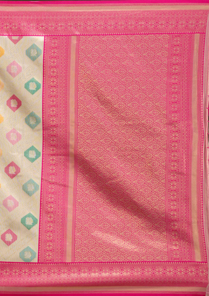 Magenta Pink Zariwork (Gold) Silk Saree
